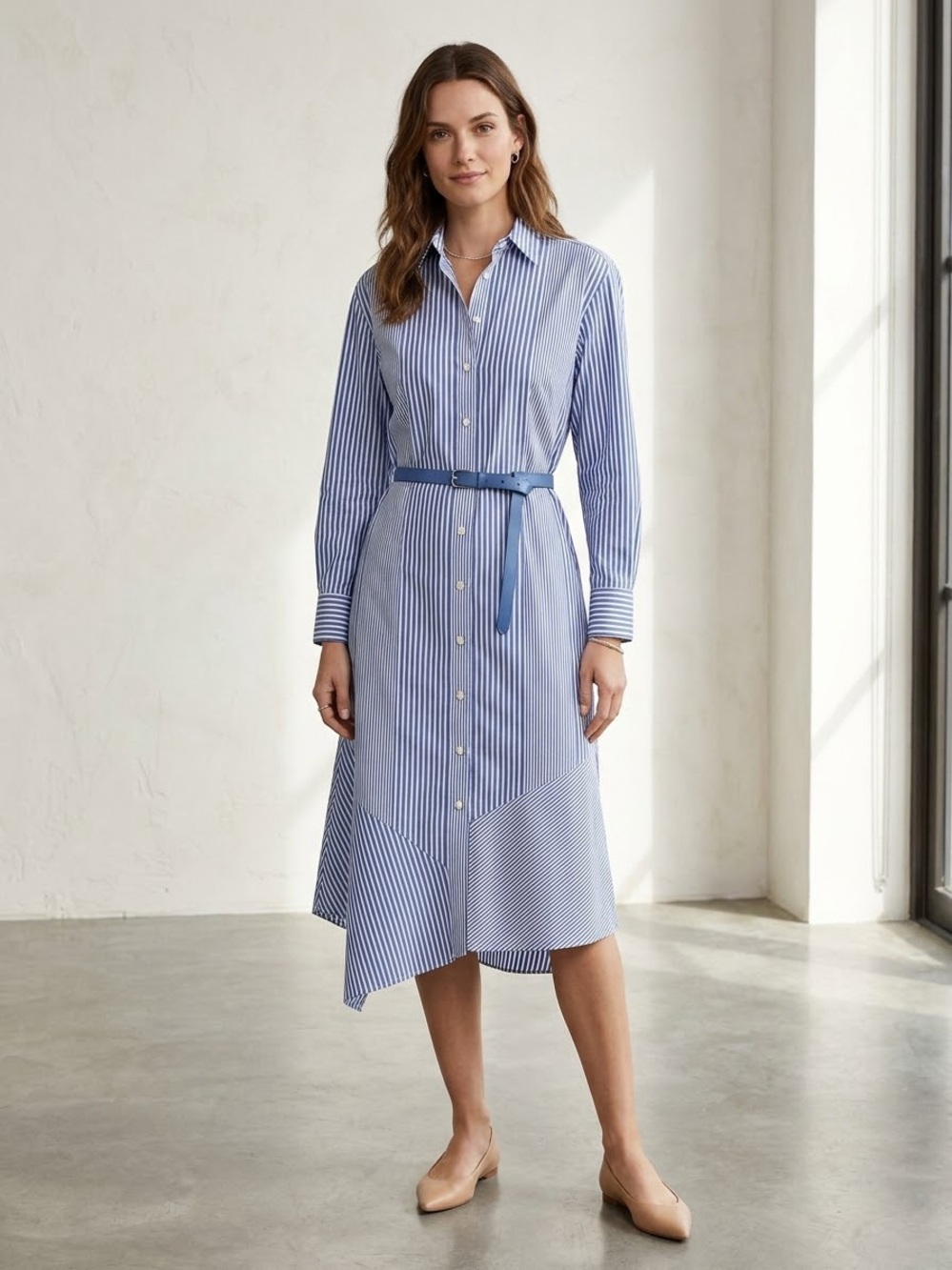 Striped Blue Shirt Dress (no belt)